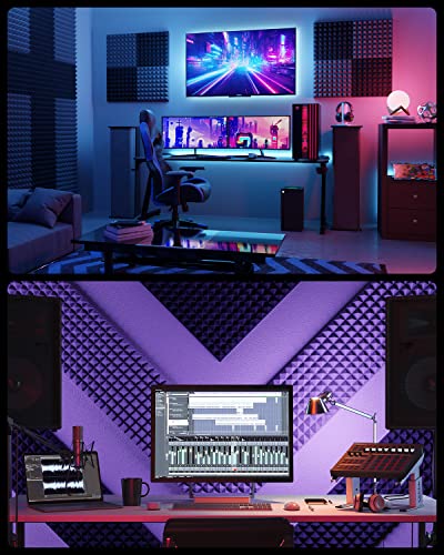 Sonicism Sound Proof Foam Panels for Walls 12 Pack Self-Adhesive 1"X12"X12" - color: Black-Gray, size: 1 Inch 12 Pack Self-Adhesive