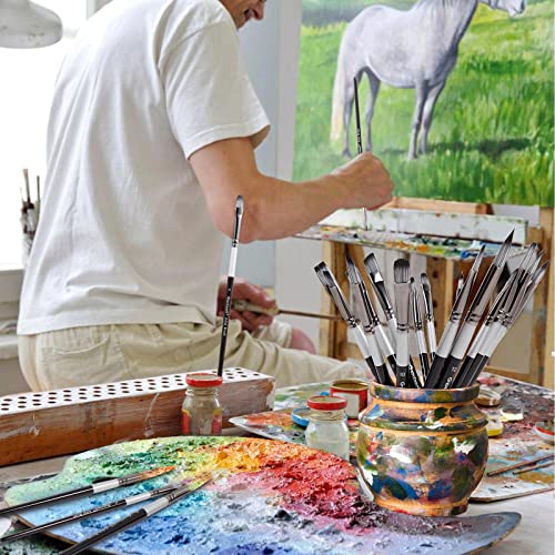 Genixart Filbert Paint Brush Set - Art Paintbrushes Acrylic Oil Watercolor - size: Filbert - 6 Pcs