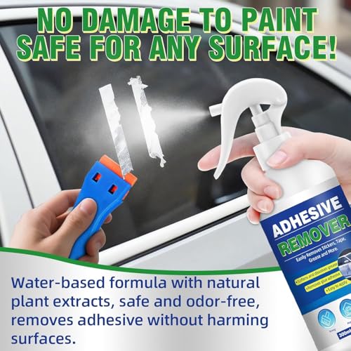 Adhesive Remover, 4.06fl oz Sticker Remover with Plastic Razor & Towel
