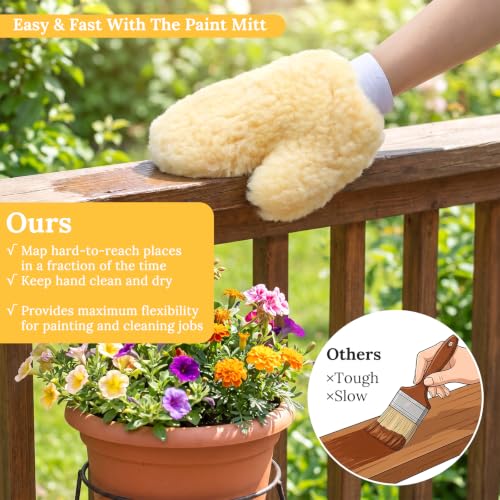 MAQUITA 6 Pack Chenille Artist Glove with Thumb and 100 Disposable Gloves, Gloves Cotton Paint Mitt for Painting Railing Fence, Dusting Cleaning Stain Applicator for Home Improvement