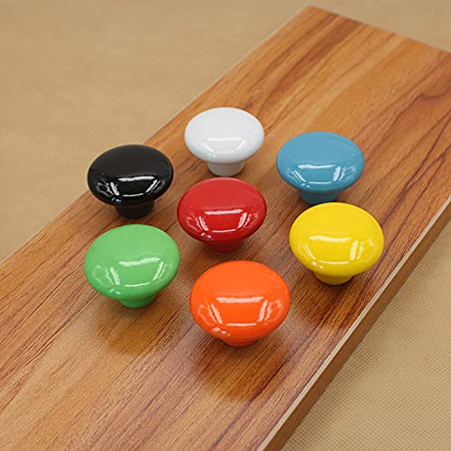 HUAMULAN Ceramic Cabinet Mushroom Knobs Dresser Drawer Pull Handles 15PCS - color: Green
