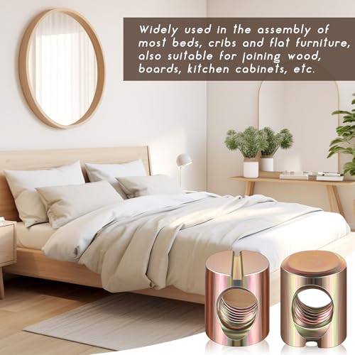 Blulu 50 Pcs M6 Barrel Nuts Cross Dowel Nut Furniture Hardware, Gold - color: Gold
