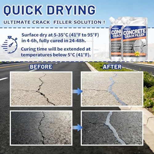 Concrete Crack Filler, 2.65LB Self-Leveling Cement Crack Repair - size: 2 Pcs, 2.65LB