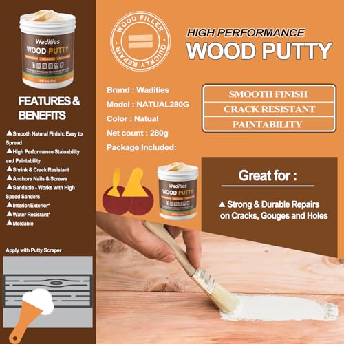 Natual Wood Filler, 9.87oz Wood Putty, Paintable Stainable Repair Putty - color: Natual