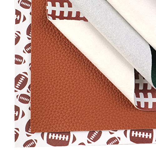 Football Soccer Ball Printed Faux Leather Sheet PU Textured Grain Leather Sheet Assorted 6 PCS 7.9" x 13.4" (20 cm x 34 cm) for Hair Accessories DIY Crafts Making (Ball)