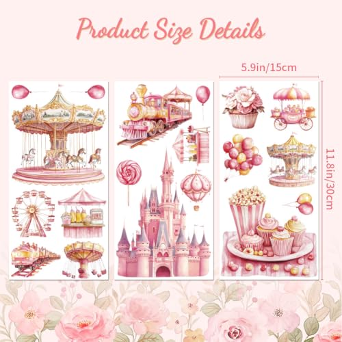 Peacoblue Amusement Park Rub On Transfers for Furniture Craft 6"x12" - style: Fantasy Amusement Park