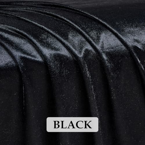 Black 2‑Way Stretch Velvet Fabric 5 Yards 60 Inch Wide - color: Black, size: 5 Yards