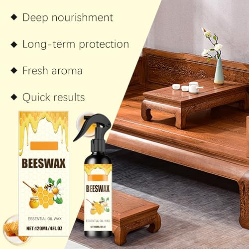 Beeswax Wood Polish Spray 4 fl.oz, Furniture & Hardwood Care