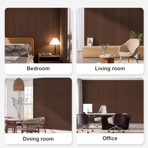 Geelin Peel and Stick PVC Wood Slat Wall Panel Decor 118" x 15.75", Walnut - color: Walnut