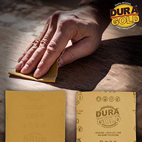 Dura-Gold Premium 1/4 Sheet Gold Sandpaper Sheets, 600 Grit (Box of 400) - size: 600-Grit