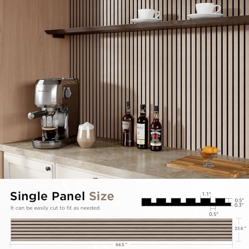 SMARTSTANDARD Wood Slat Acoustic Wall Panels 2 Pack 94"x23.6" Walnut - color: Walnut, size: 94.5" x 48"