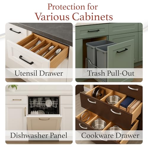 Cabinet Hero 4-Pack, 13/16" Thick, 36" Length Slimline Cabinet Edge Protector – Durable Slip-On Plastic Door & Drawer Edge Guard – Prevents Shelves for Wear, Bumps, Discoloration & Damage - Black