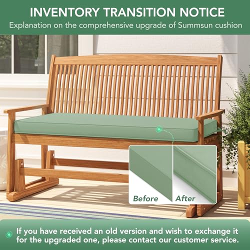 Summsun Outdoor Bench Cushion Pad, 45 x 18 x 3 Inch, Sage Green - color: Sage Green, size: 45x18x3 Inch