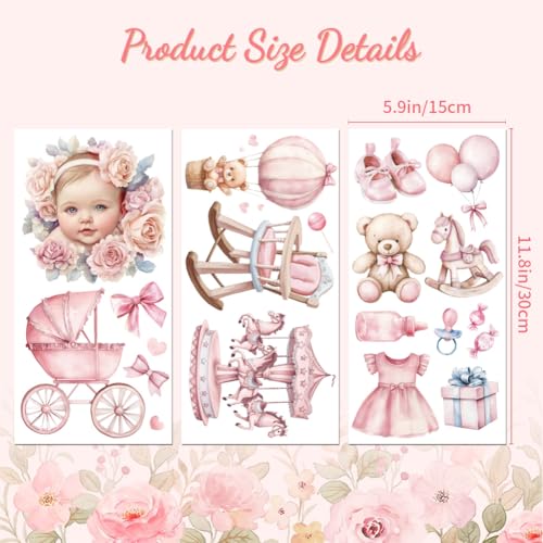 Peacoblue Pink Series Rub On Transfers for Furniture Craft 6"x12" - style: Pink Series