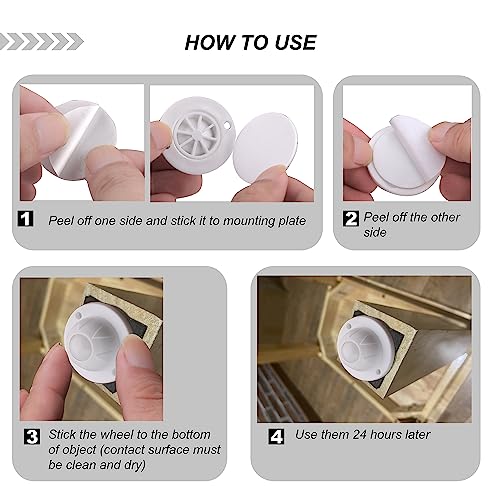 PlusRoc 4 Pack Self Adhesive Caster Wheels for Kitchen Appliance Rollers - style: Nylon Ball