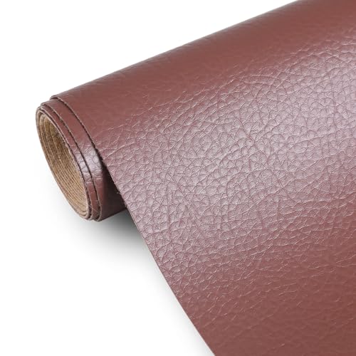 Faux Leather 0.7mm Upholstery Fabric by the Yard 55x180Inch Chocolate Brown - color: Chocolate Brown, size: Pre Cut 5 Yard