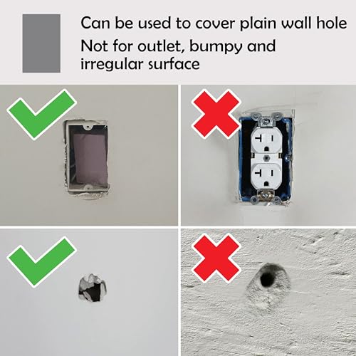 Rubber Bond Self-Adhesive Rubber Wall Outlet Cover Plate - 5 Pack, 5x3 Inch, Screwless Design, Easy Peel & Stick Drywall Hole Patch (Grey) - color: Grey