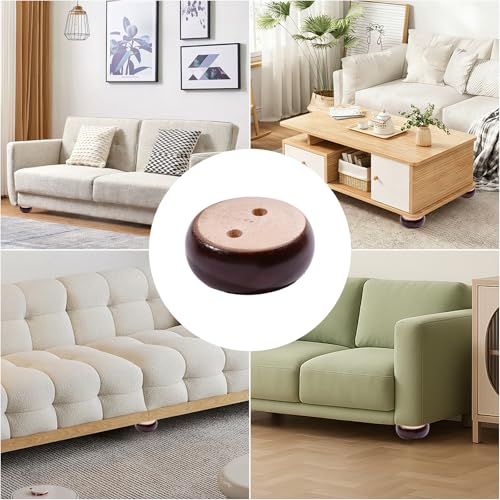8pcs Wood Furniture Legs Round Wooden Furniture Feet Short Bun Feet with Ottoman Screw for Couch Sofa Sofa Bed Replacement Parts