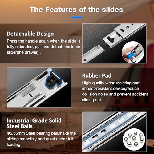 Heavy Duty Locking Drawer Slides Load 201 lbs Full Extension Runners with Lock 12 14 16 18 20 22 24 26 28 30 32 34 36 38 40 Inch Side Mount Rails for Drawer Capacity 201lb 1 Pair - size: 32 Inch
