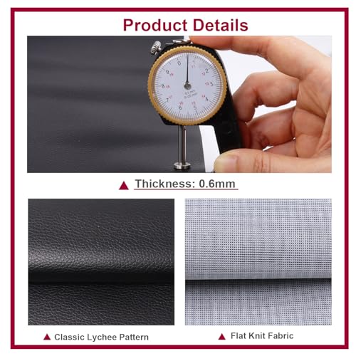Marine Vinyl Fabric Waterproof Leather Material 55"×108" Black - color: Black, size: 108"×54"