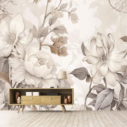 Warm-Toned Peony Flower Mural Peel-and-Stick - 96"x137" - color: ZZSL-05, size: 96"x137"