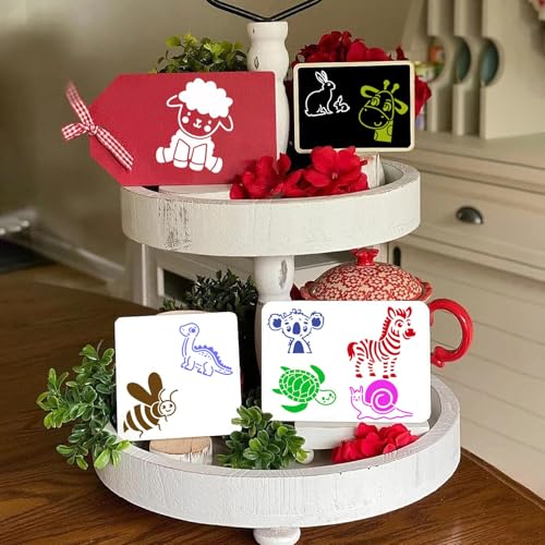 JULMELON 20Pcs Animal Stencils for Painting on Wood, Cute DIY Art Drawing - style: Animal Stencils