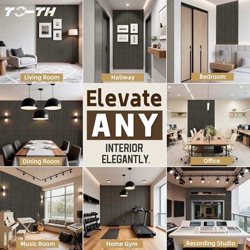 TO-TH Acoustic Panels Wood Look Noise Dampening Panel 4 Pack, Rustic Walnut - color: Rustic Walnut, size: 4 pcs - 47.2'' * 23.6''