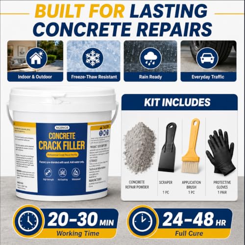 Concrete Crack Filler Heavy-Duty Dry Granular Mortar Repair Kit, 6 lb Gray - size: 6 LB