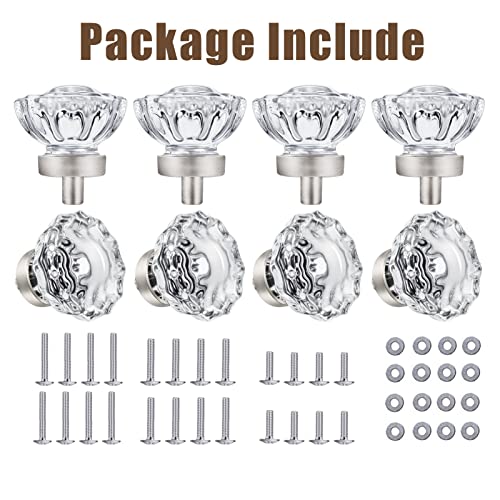8 Pack Brushed Nickel Cabinet knobs, Glass Cabinet Knobs and Pulls - color: Brushed Nickel, size: 8 Pack (36mm)