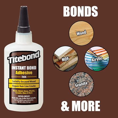 Titebond Instant Bond Wood Adhesive, Thin Viscosity, Clear, 2 oz., 6201 - size: 2 oz., style: Thin, 2 oz.
