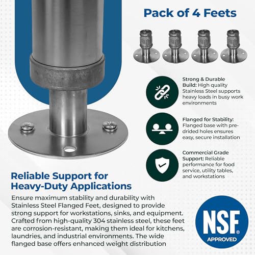 35" Galvanized Steel Table Legs, Set of 4, Flanged Feet - size: 35" Legs 4 Pack