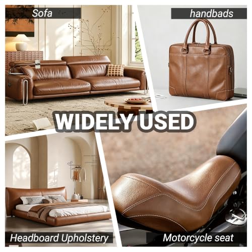 Premium Heavy-Duty 1.4mm Thick Full-Grain Embossed Faux Leather, 54" Wide - color: Brown, size: 3 Yard (108in*54in)