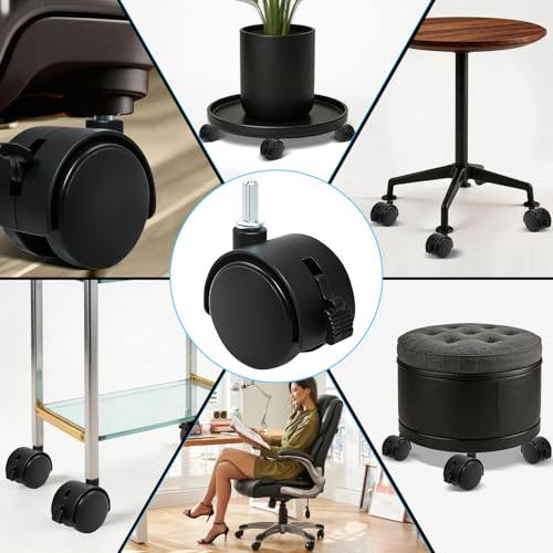 4Pack2Inch Swivel Caster Wheels, Locking Plastic Wheels for Furniture - color: 2 Inch Black