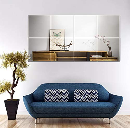Glass Full Length Wall Mirror Tiles, 10" x 10" x 4PCS Home Gym Mirror - size: 10"x10"-4pcs