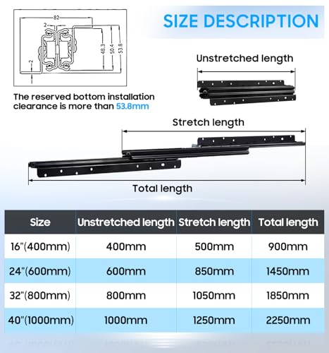 Undermount Heavy Duty Drawer Slides Rail Bottom Mounted Full Extension Hidden Drawer Runners Ball Bearing Glides Staircase Cupboard 16 20 24 28 32 36 40 Inch (Loads up to 260 lbs) 1 Pair - size: 28 inch
