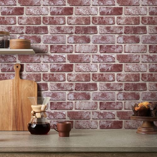 Commomy Faux Brick Wall Panels Peel and Stick Thin PVC 10 Pcs 11.8" x 11.8" - color: Brick-KH