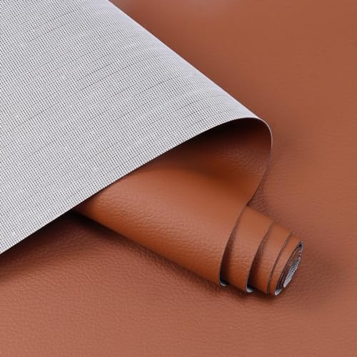 Marine Vinyl Fabric Waterproof Soft Leather Material 55"×36" Brown - color: Brown, size: 55"W x 36"L