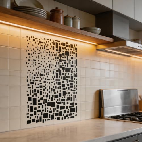 TIAMECH A4 Reusable Abstract Mosaic Square Stencil for Painting - style: Mosaic Square Grid