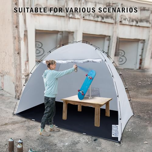 Siebwin 8x6x6ft Spray Paint Tent, Mesh Screen & Windproof Hooks, Gray - color: Gray, size: 8 ft x 6 ft x 6 ft
