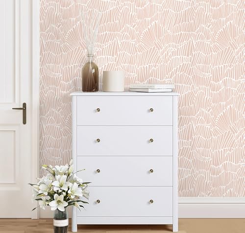 Guvana Pink Wallpaper Peel and Stick Modern Light Pink and White Wall Paper - color: Pink and White, size: 17.3" x 78.7"
