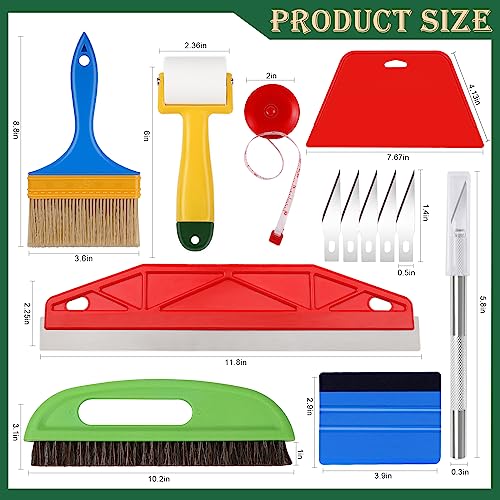 WRAPXPERT Wallpaper Smoothing Tools,Wallpaper Tool Kit with Squeegee Smoother,Seam Roller,Wallpaper Brush for Peel and Stick Hanging,Contact Paper,Vinyl Application,Wall Tile - color: Multi-r