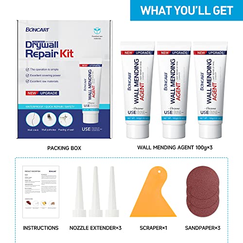 BONCART Spackle wall Repair Kit, 3-Pack Mending Agent Putty with Tools - style: 3Pack