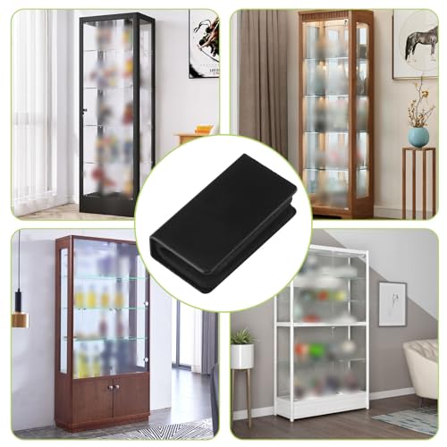 8Pcs Magnetic Catch Clamp Metal Adjustable Frameless Magnetic Strike Plates Rectangular Push Clamps Latch Clips Glass Cabinet Latch Replacement Parts (Black) - color: All Black, size: 8pcs