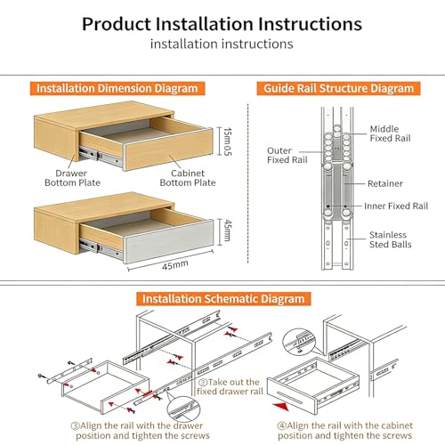 Soft Close Drawer Slides 20 Inch 1 Pair Heavy Duty