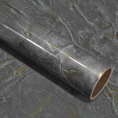 Gray Gold Marble Peel and Stick Wallpaper 48" x 394" - color: Grey gold, size: 48" x 394"