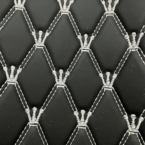 Quilted Foam Vinyl Fabric King Crown Classic Pattern with 0.23" Sponge Backing Faux Leather Fabric for Car Headliner, Furniture Upholstery, Headboards,Diamond 2" x 3" (King Crown-Black White) - color: King Crown-black White