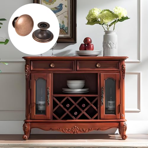 12Pcs Antique Copper Round Cabinet Knobs for Furniture - color: Antique Red Copper