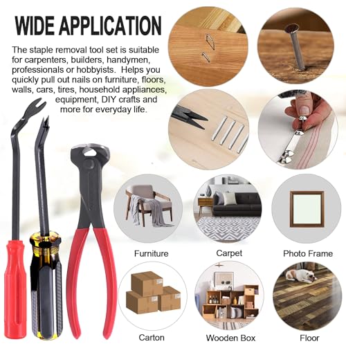 3Pcs Heavy Duty Staple Remover, Upholstery Staple Puller Tool