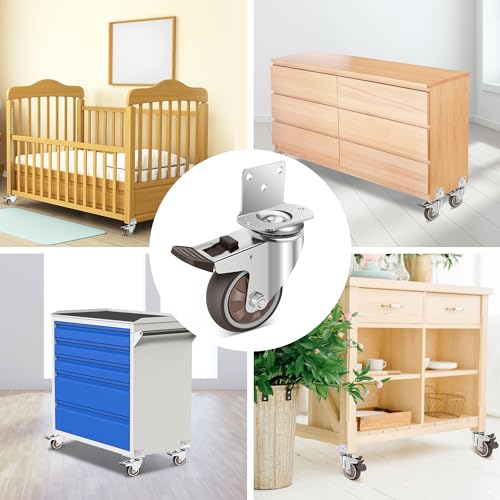 Nefish 3 Inch Side Mount Casters Wheels, L-Shaped Rubber Caster Set of 4, Ball Bearing 360 Degree Plate Swivel Castors Wheel 1000 LBS, Casters Wheels for Furniture, Baby Bed, Kitchen, Cabinet, Table - size: 3 IN L-Shaped