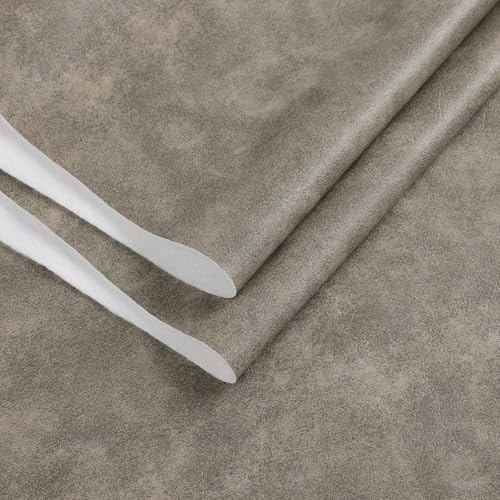 Faux Leather Vinyl Upholstery Fabric by The Yard, 1.3mm Thick Soft Anti-Scratch Durable Marine Vinyl Fabric Synthetic Leather for Sofa Bags Chairs Car Seats DIY Crafts, 1 Yard 55" x 36" (Grey & Beige) - color: Grey & Beige, size: 1 Yard